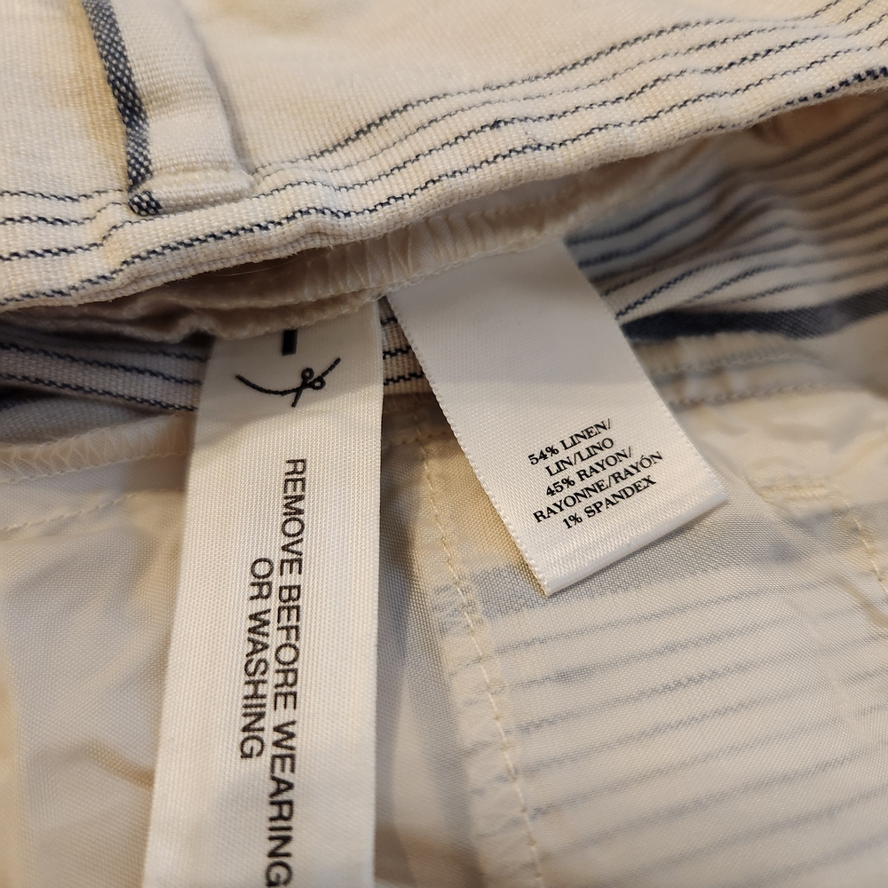 Ann Taylor Loft Linen Pants Women Sz 12 Straight Leg Beach Summer Striped - Picture 16 of 16